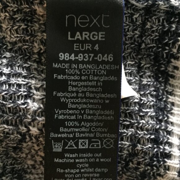 Nordic / Fair Isle Cotton Crew Neck Sweater. S  - Navy/White - Picture 10 of 11